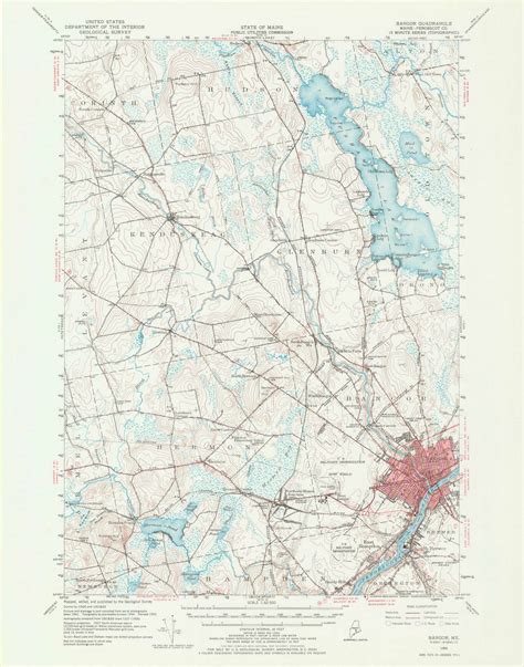 Bangor Maine 1955 1970 Usgs Old Topo Map Reprint 15x15 Me Quad