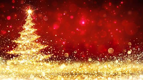 Christmas Tree Red Gold Christmas Background Images