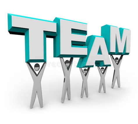 Team Of People Lifting The Word Stock Illustration Illustration Of