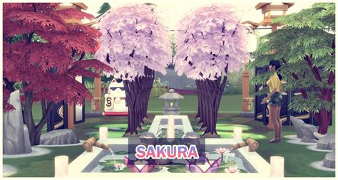 Цветущая Сакура Sakura Cherry Blossom для The Sims 4 Моды для The