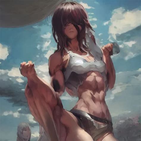 Anime Girl With Muscles Highly Detailed Muscular Stable Diffusion