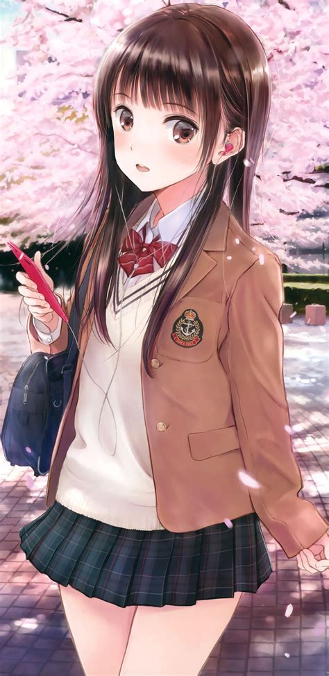 Anime Girl Wink Cherry Blossom Cute Babe Uniform An Vrogue Co