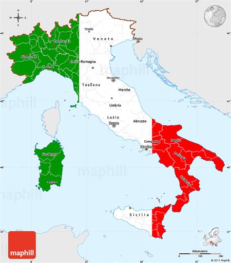 Flag Simple Map Of Italy Single Color Outside
