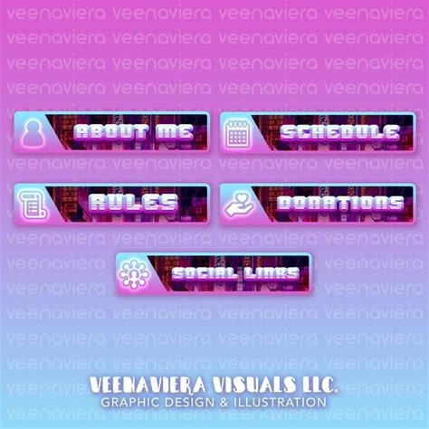 Retro Vaporwave Custom Twitch Stream Panels By Veenavieravisuals On