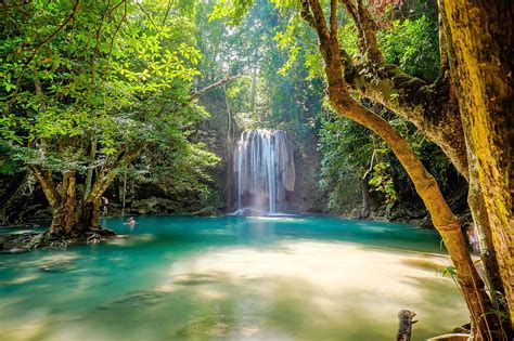 2k Free Download Erawan Waterfall Kanchanaburi Thailand Forest