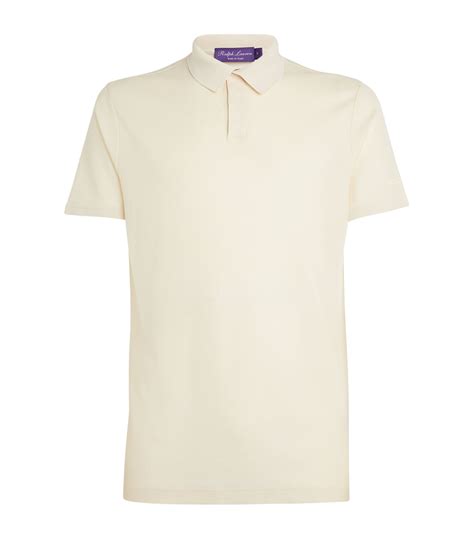 Mens Ralph Lauren Purple Label White Cotton Silk Polo Shirt Harrods Uk