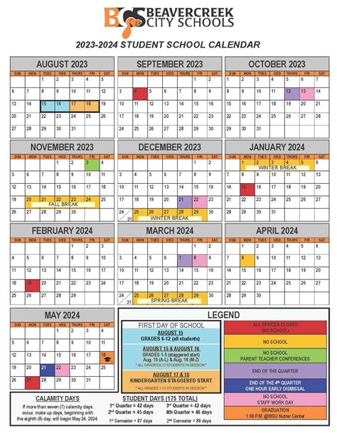 School Year Calendars Beavercreek City Schools