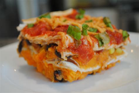 This chicken enchilada casserole is so easy to make with just four ingredients! Layered Sweet Potato Enchilada Casserole