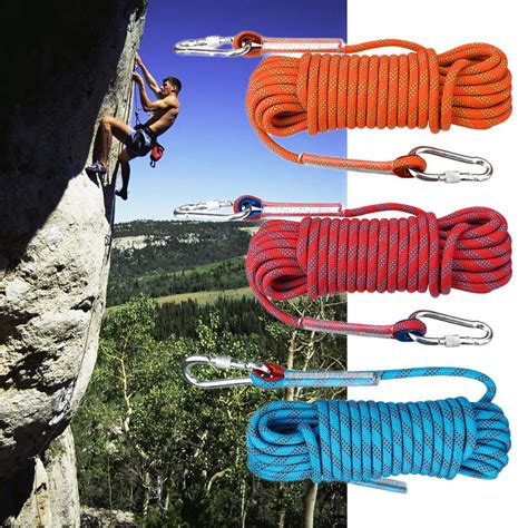 10mx10mm Double Buckle Rock Climbing Rope Outdoor Sports Hiking