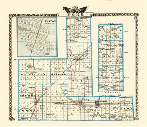 Old County Maps Ford County Illinois Il By Warner And