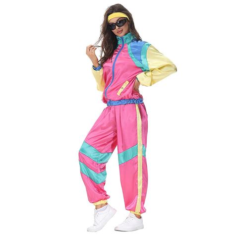 80s90s Shell Suit Party Dress Costume Retro Tracksuit 90s Hip Hop Costumes 80s Costumes For
