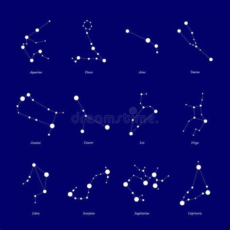 Zodiac Constellation Vector Illustrations Set Stock Vector