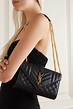 Black Envelope small quilted textured-leather shoulder bag | SAINT ...