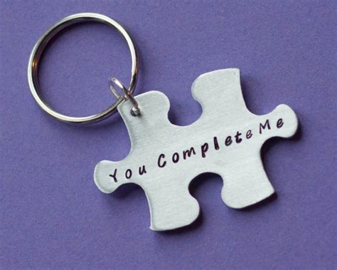 You Complete Me Puzzle Piece Keyring Anniversary T Etsy