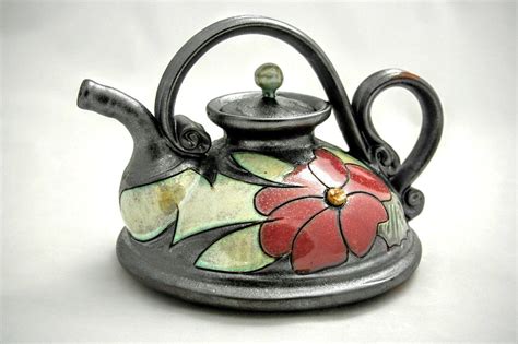 Handmade Teapot 27oz Flower Collection Art Pottery Teapot Unique