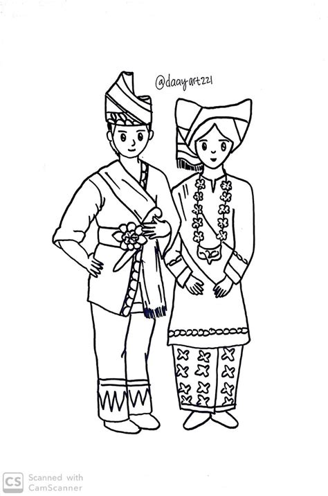 Baju Adat Bali Sketch Coloring Page
