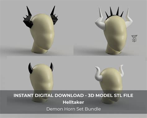 Helltaker Cosplay Demon Horns 3d Models Stl Files Bundle All Etsy Singapore