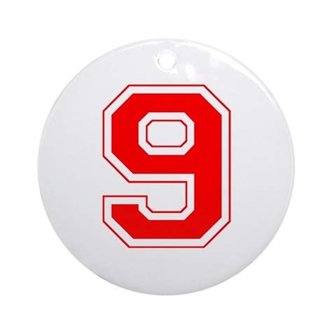 Varsity Font Number 9 Red Ornament Round By Amazedcreations Cafepress