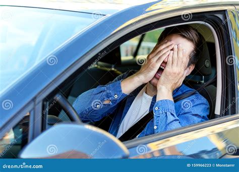Angry Man At Car In Traffic Jam Stock Image Image Of Driver Adult