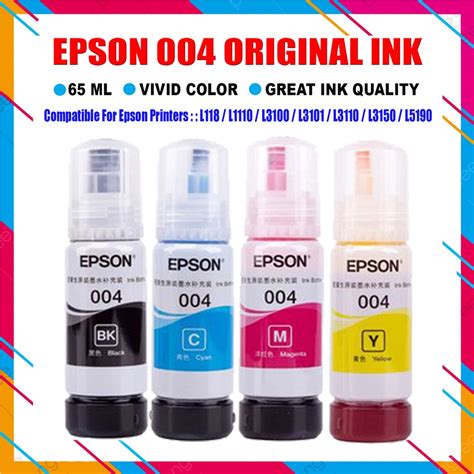 Epson Original Ink 004 003 Set Cmyk Shopee Philippines