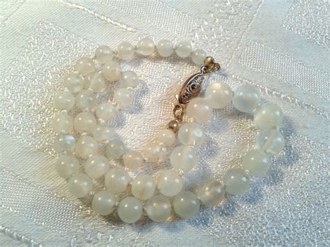 Vintage Moonstone Bead Necklace Art Deco Era Etsy Uk Moonstone