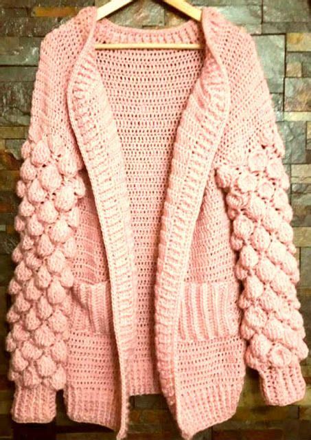 Punto arañitas tejido a crochet en forma tubular para aplicar en vestidos y blusas. Cardigan o sacón tejido a crochet con punto globo en las ...