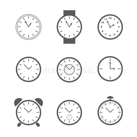 Set Of Simple Clock Icons Stock Illustration Illustration Of Classic
