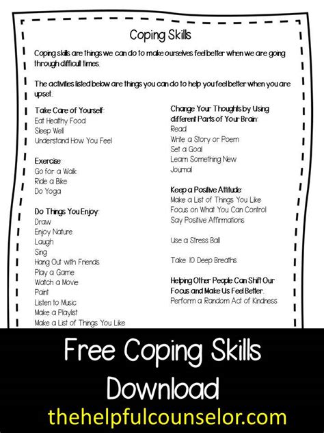 11 Best Images Of Free Printable Worksheets Coping Skills Coping