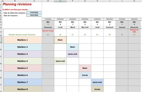 Planning Révisions Excel Gratuit Organisez Votre Temps