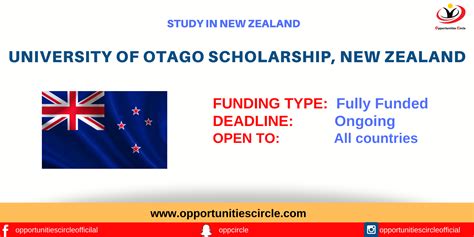 University Of Otago Scholarship 2022 New Zealand Opportunities Circle
