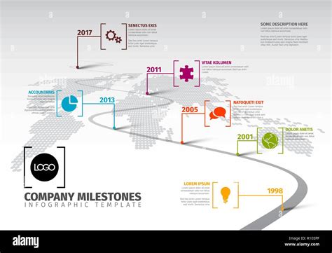 Vector Infographic Company Milestones Timeline Template With Pointers