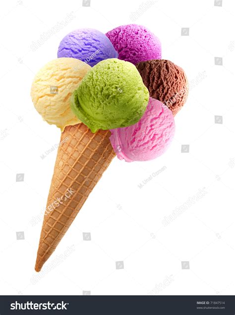 Mixed Ice Cream Scoops Cone On Stock Foto Shutterstock