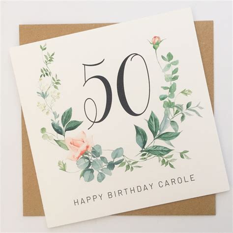 50th Birthday Card Happy 50th Birthday Female Womens Fifty Etsy Uk
