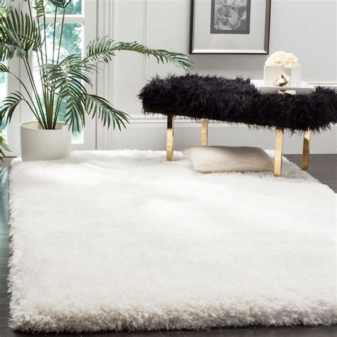 Safavieh Luxe Shag 6 X 9 Ivory Indoor Solid Area Rug In The Rugs