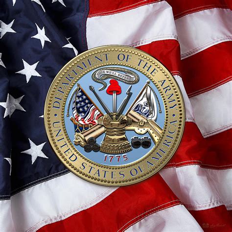 U S Army Seal Over American Flag Digital Art By Serge Averbukh