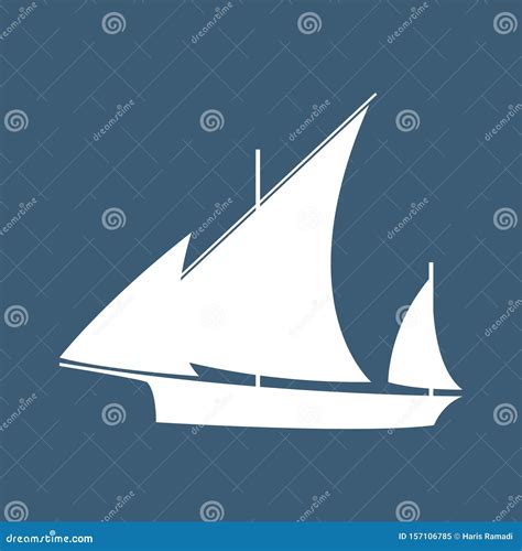 Sailboat In The Sea Simple Sailboat Silhouette Stock Vector