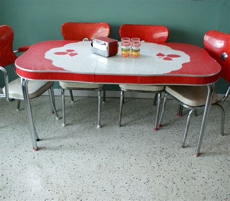Vintage 1950s Red Kitchen Diner Table Set With 6 Chairs Etsy