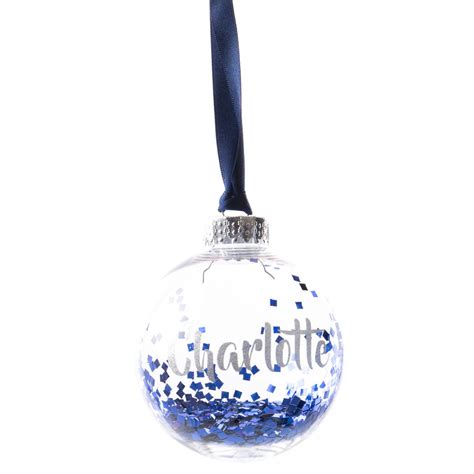 Personalised Blue Glitter Christmas Bauble By Bubblegum Balloons
