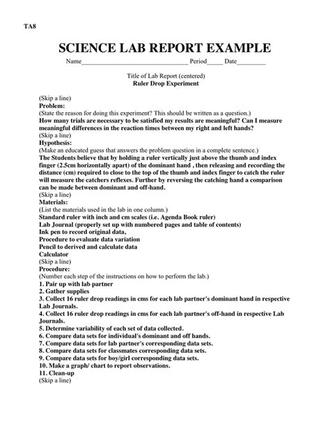 Science Report Writing Format