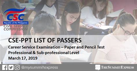 FULL RESULTS March Civil Service Exam CSE PPT List Of Passers Top