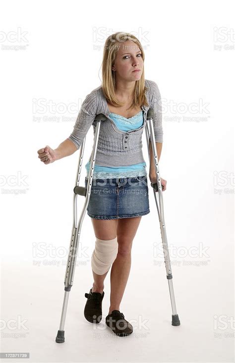 Female Injured On Crutches Stock Photo Download Image Now Crutch