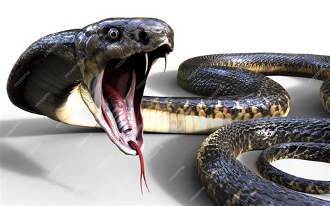 Roi Cobra 3d Le Plus Long Serpent Venimeux Du Monde Isolé Sur Fond