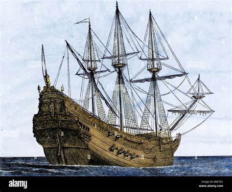 Armed Genoese Carrack A Merchant Ship Of The 1400s And 1500s Stock