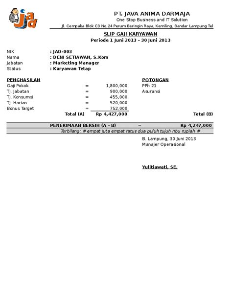 #arluxmancara membuat slip gaji berdasarkan pembacaan dari tabel data gaji karyawan dengan menggunakan microsoft excel. (XLS) Contoh slip gaji karyawan format ms excel | Reidha Hershel - Academia.edu