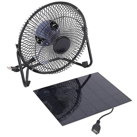 Haeger Black Solar Panel Powered Usb 5w Metal Fan 8inch Cooling Ventilation Car Cooling Fan For