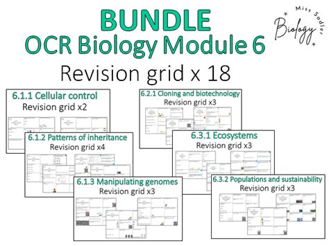 Module 6 Revision Grid Bundle Ocr A Level Biology Teaching Resources