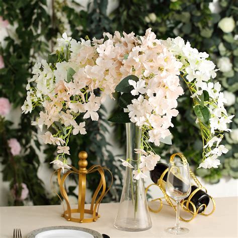 efavormart 4 pack 41 tall blush silk hanging hydrangea stems artificial flowers for wedding