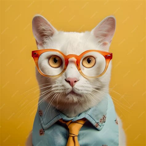 Premium Photo Hipster Cute Cat Funny Art Illustration Anthropomorphic