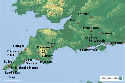 This map was created by a user. StepMap - Cornwall - Landkarte für Großbritannien