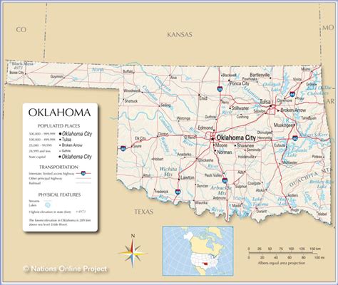 Map Of The State Of Oklahoma Usa Nations Online Project Printable Map